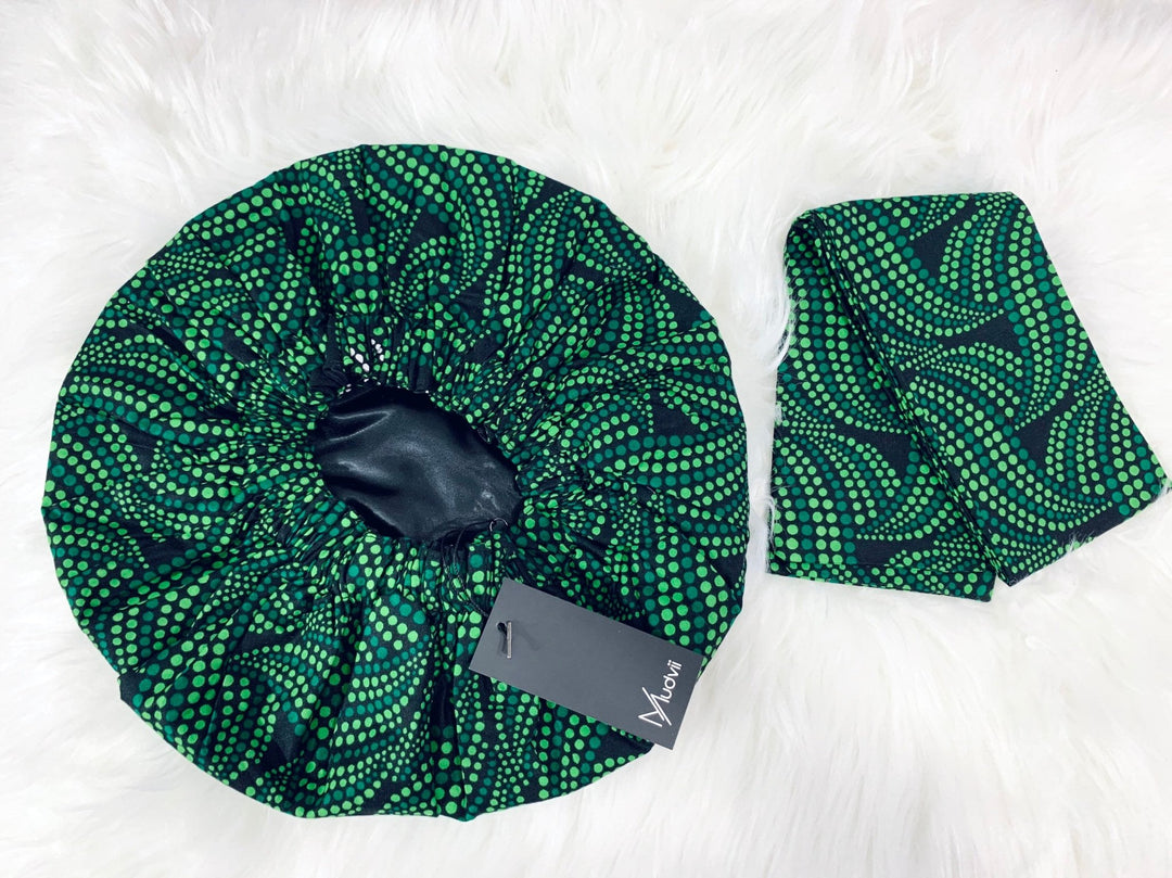 Maye 2-Piece Head Wrap - Reversible bonnet and African head wrap