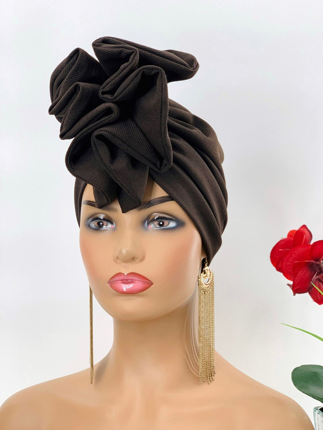 Nebi Brown Ruffle Turban - Mudvii