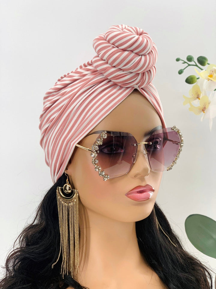 Ronke Stripe Pre-Tied Turban - Lightweight women’s turban