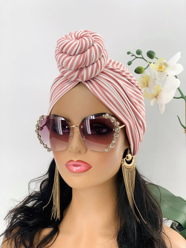 Ronke Stripe Pre-Tied Turban - Lightweight women’s turban