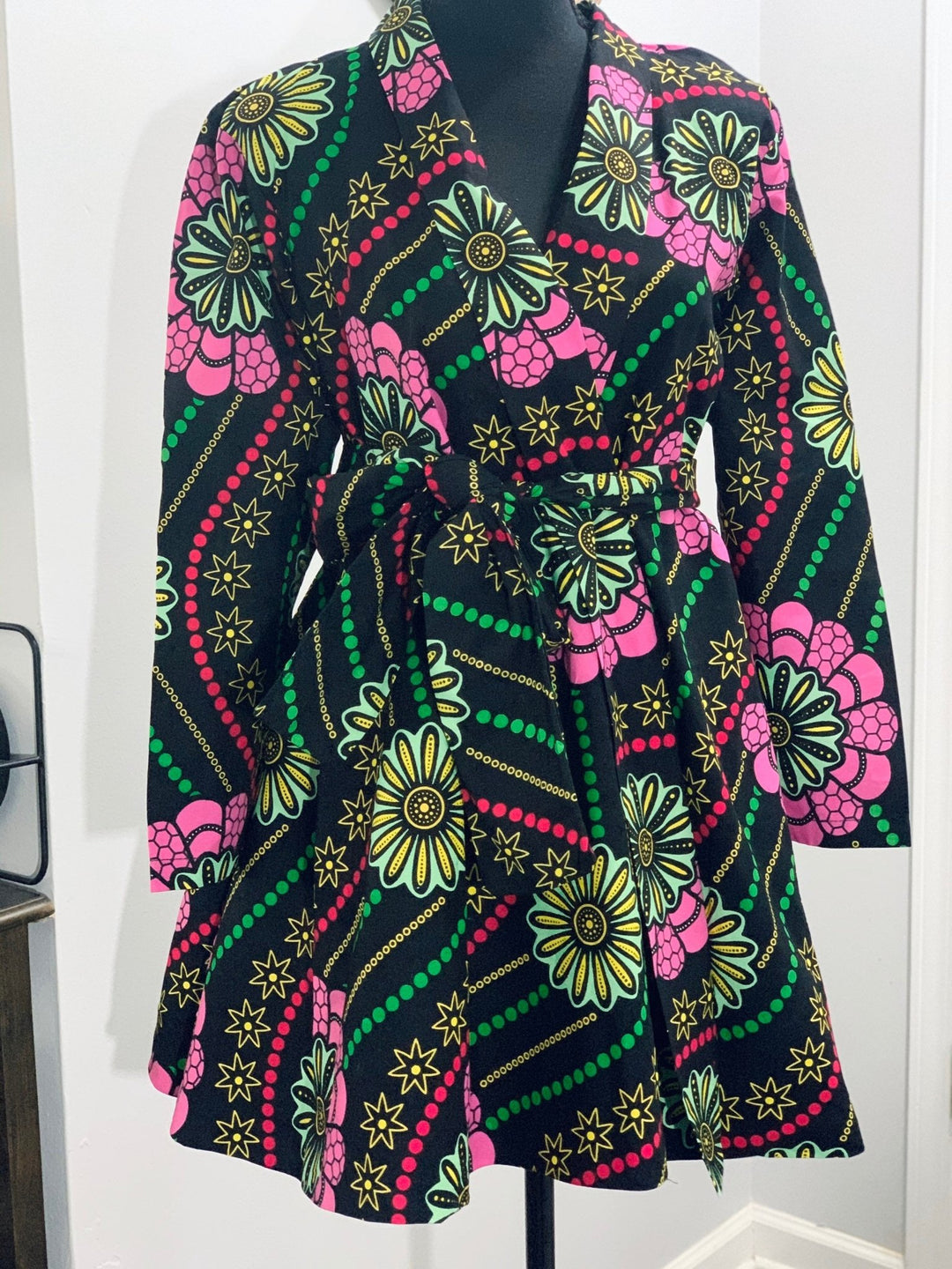 Sisan African Print Mini Wrap Dress - Handmade Ankara dress