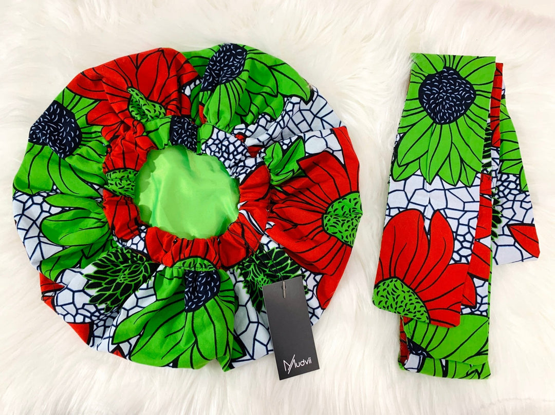 Uche 2-Piece Headwrap - Reversible satin-lined headwrap