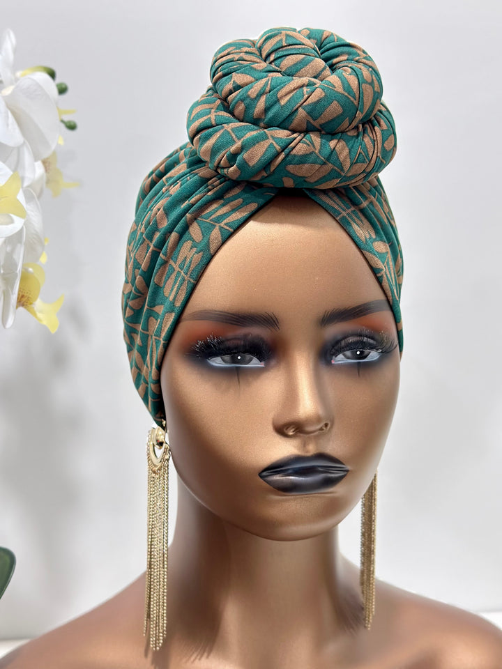 Green Leaf Pre-Tied Turban
