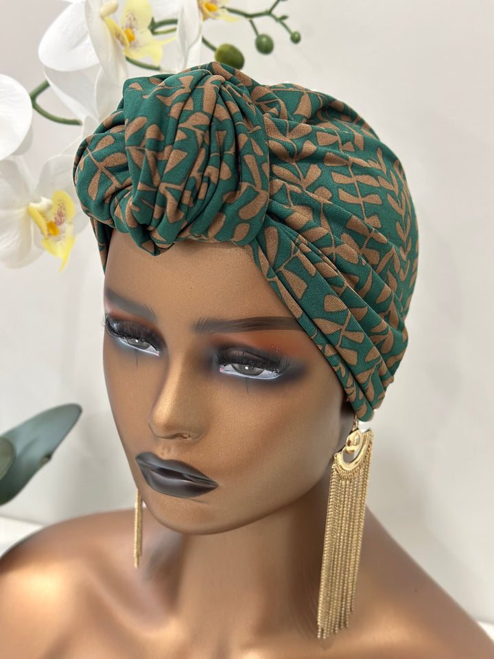 Green Leaf Pretied Knotted Turban