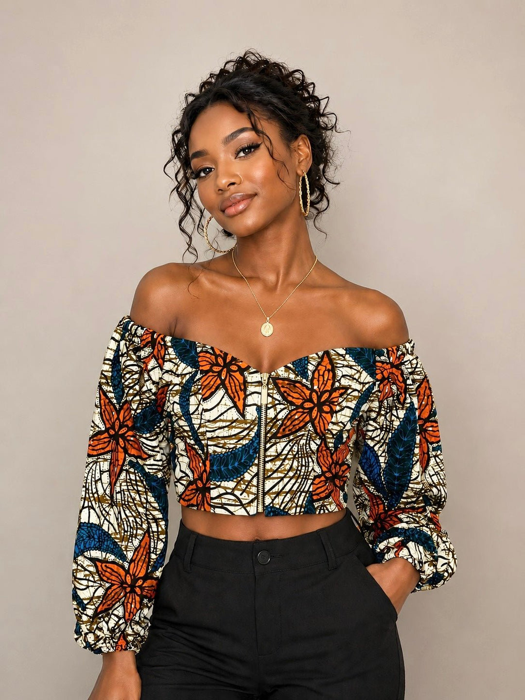 African Print Crop Top - Mudvii