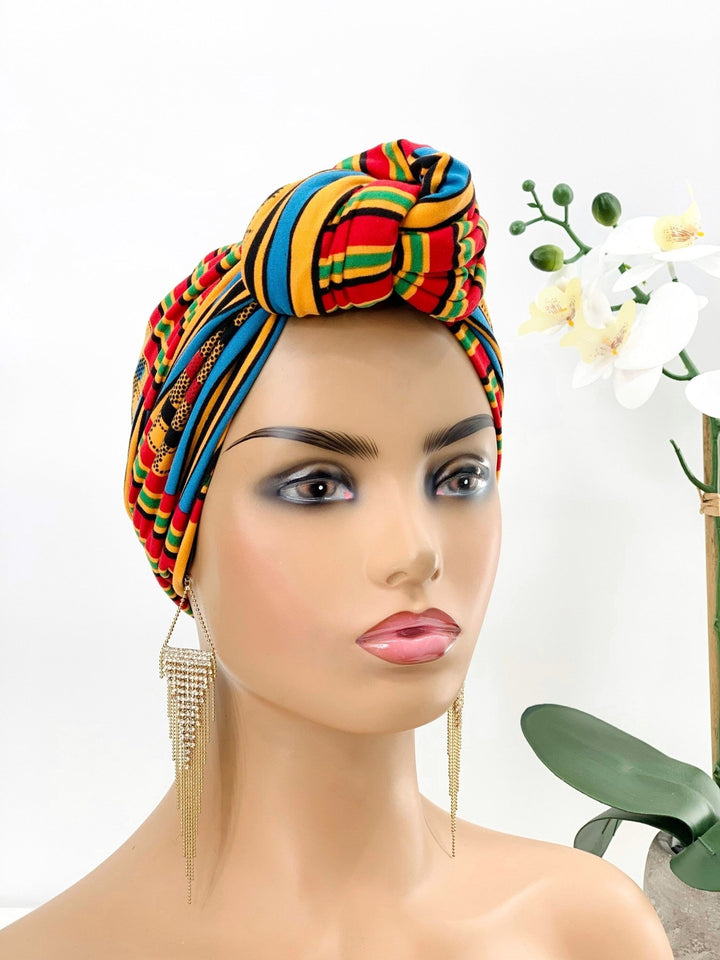 African Print Pretied Knotted Turban for Women