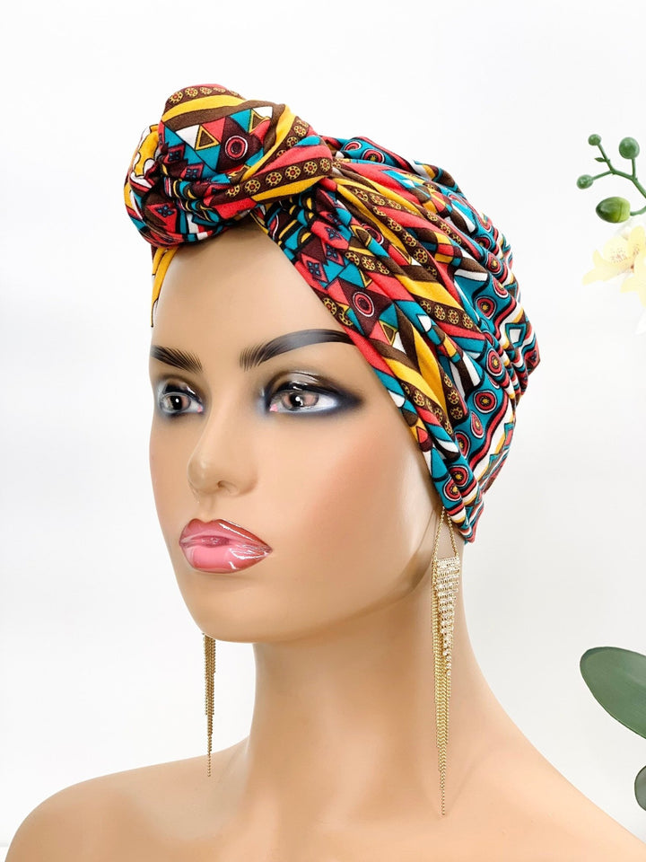 African Print Pretied Knotted Turban for Women