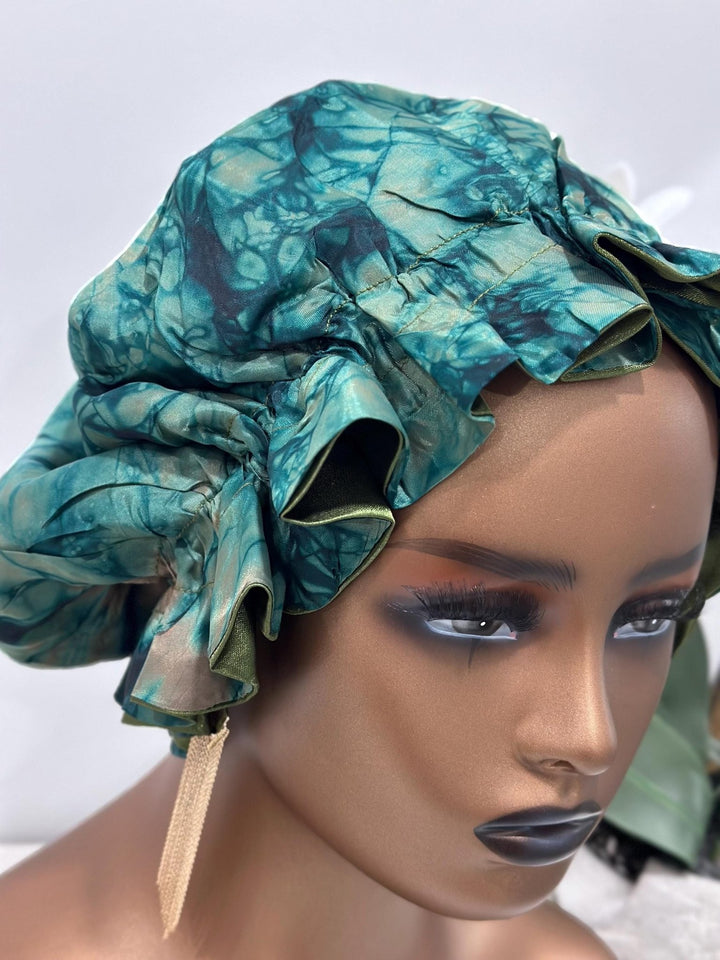 Bisi Adire Silk/Satin Bonnet - Mudvii