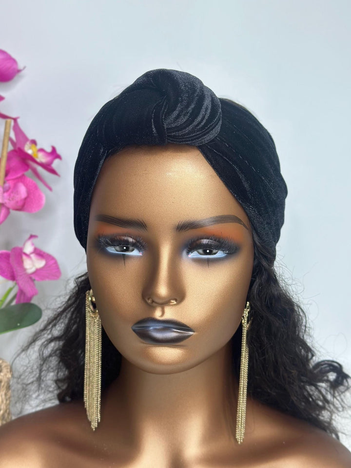 Black Velvet Knotted Headband - Mudvii