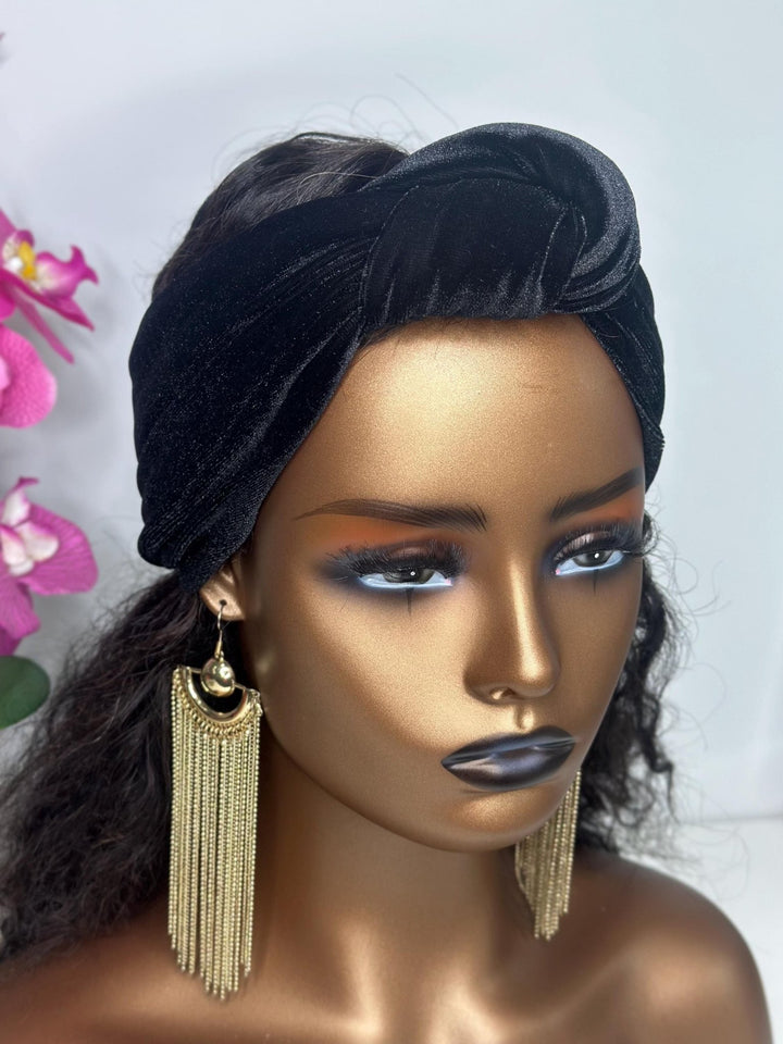 Black Velvet Knotted Headband - Mudvii