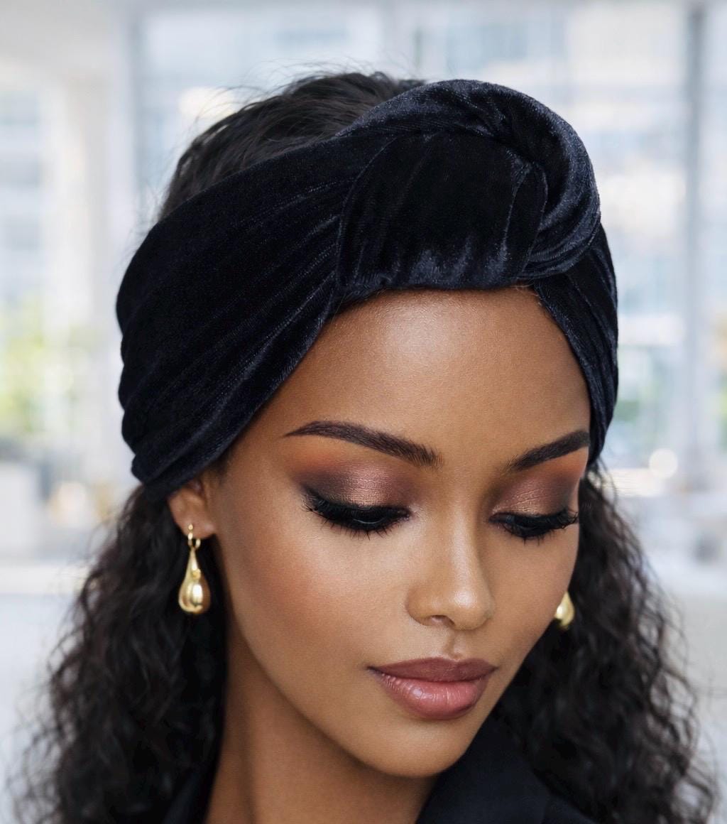 Black Velvet Knotted Headband - Mudvii