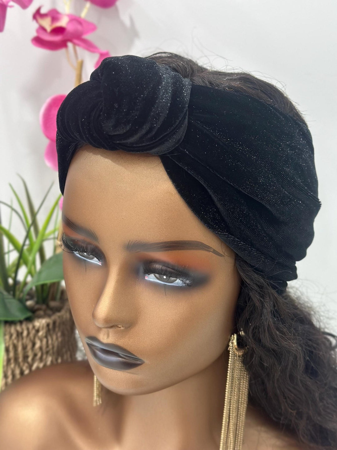 Black Velvet Knotted Headband - Mudvii