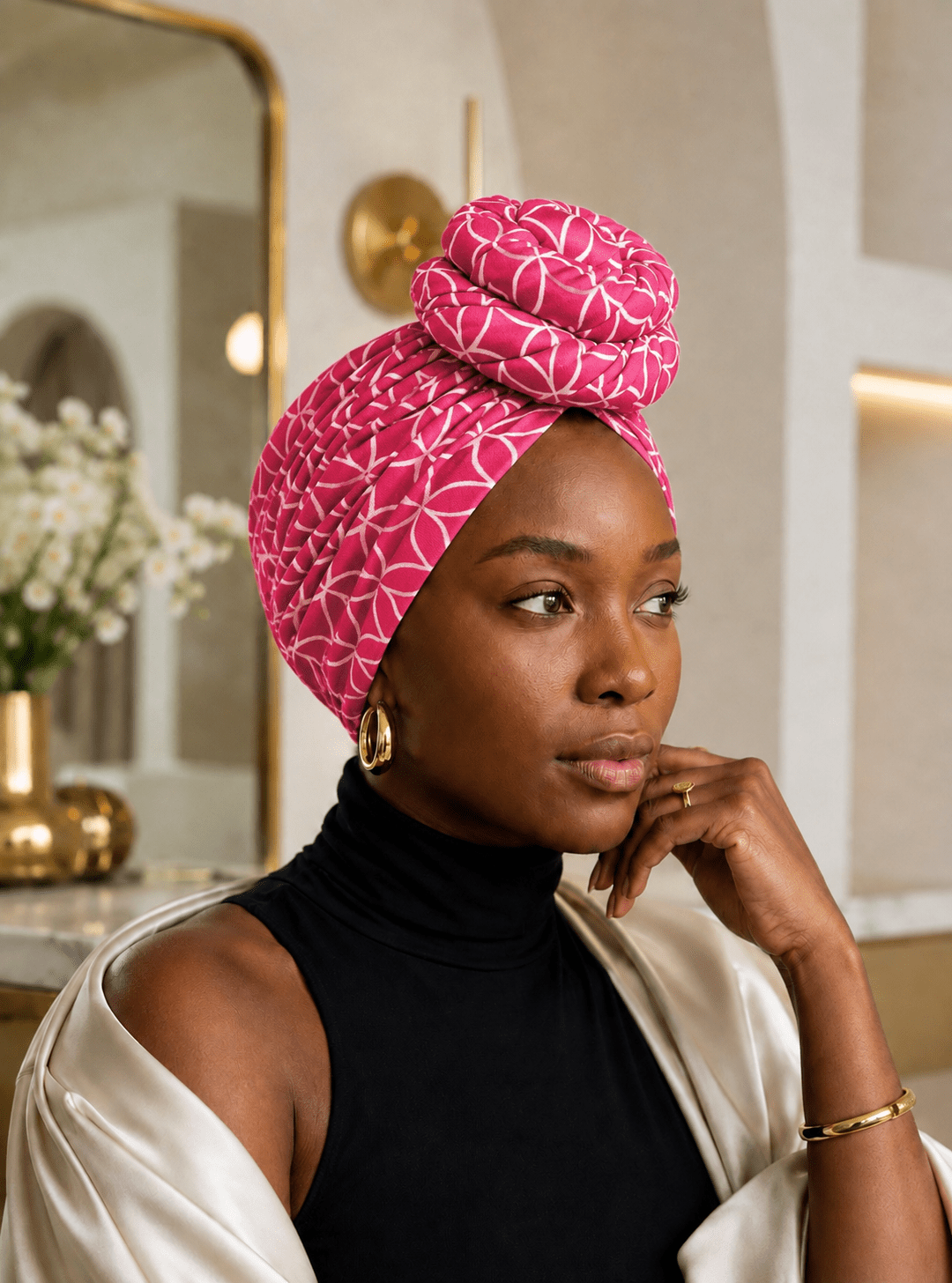 Bubblegum Pre-Tied Turban - Mudvii