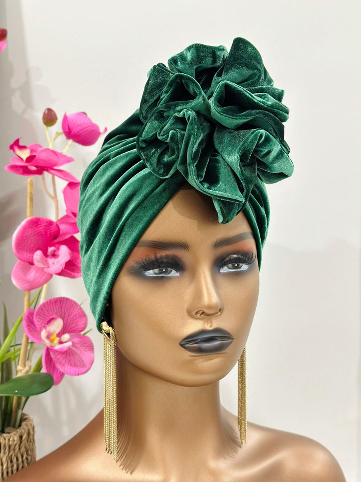 Demi Velvet Ruffle Turban - Mudvii