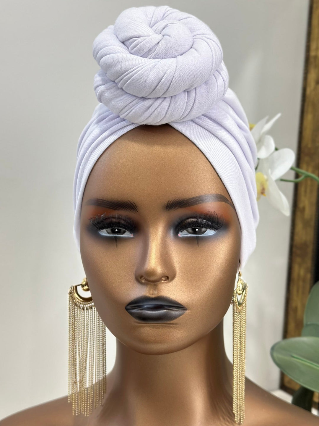 Fifen White Pre - tied Turban - Mudvii