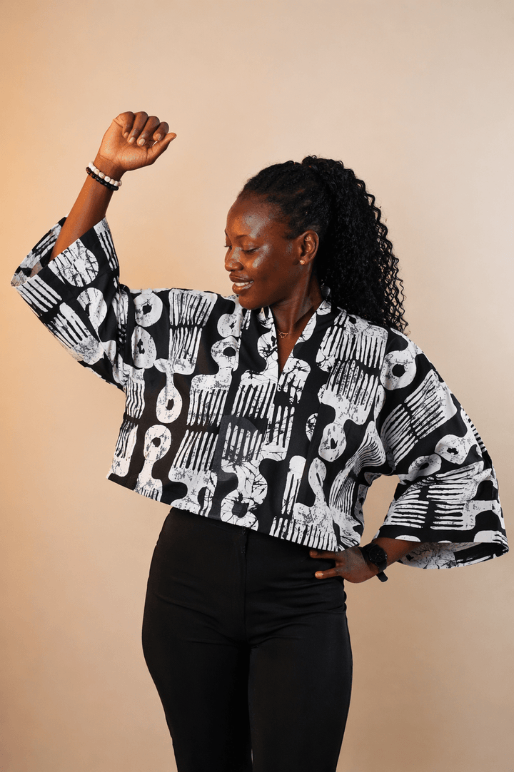 Kimono Print Crop Top - Mudvii