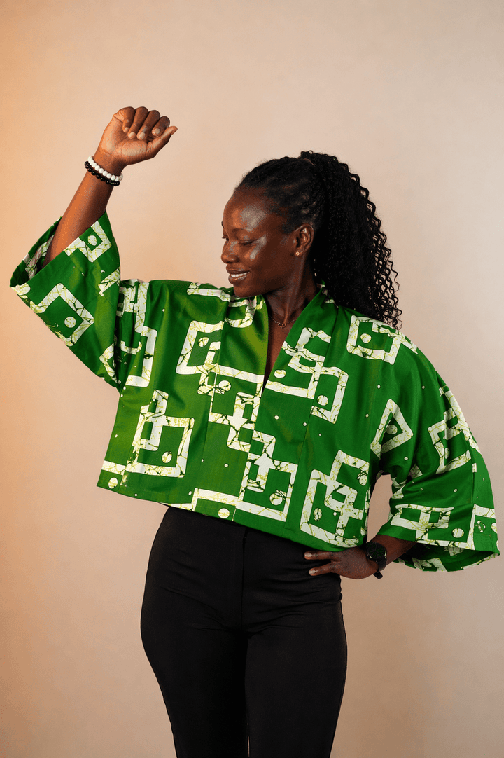 Kimono Print Crop Top - Mudvii