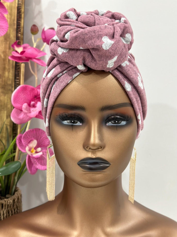 Pink - Love Flower - Design Pretied Headwrap - Mudvii