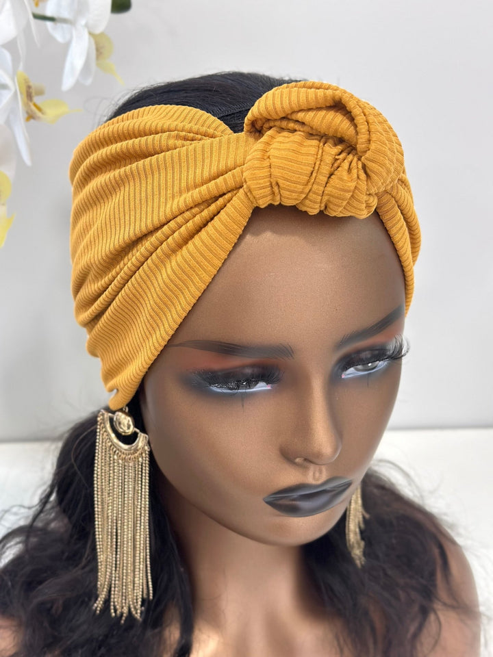 Ribbed Knotted Wide Headband - Mudvii
