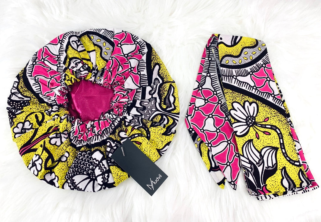 Aya 2-Piece Headwrap - Reversible satin lined bonnet