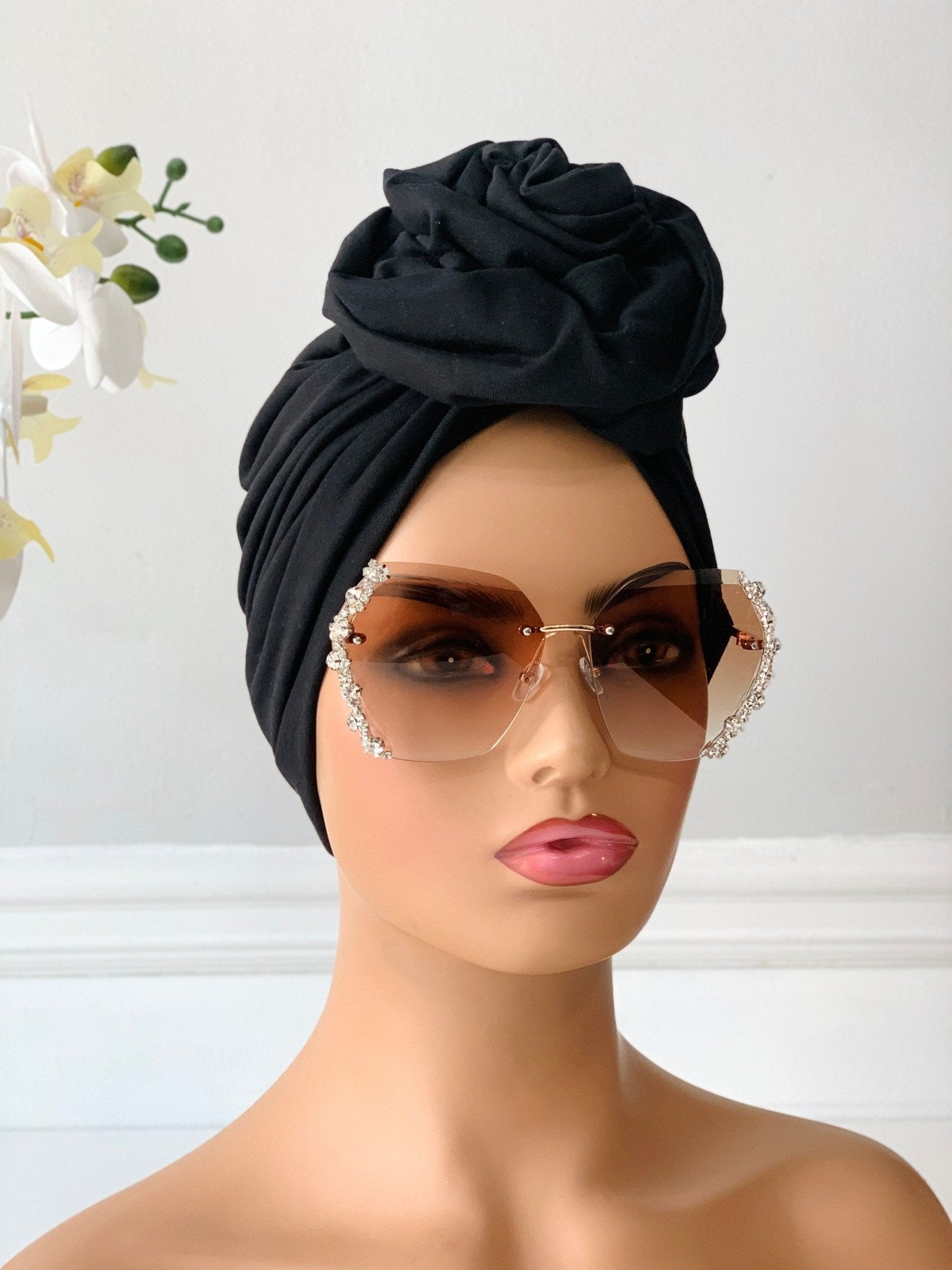 Store Turban, Rose, Rose turban, Black turban, Flower, Flower turban, Spiderweb, Spiderweb turban