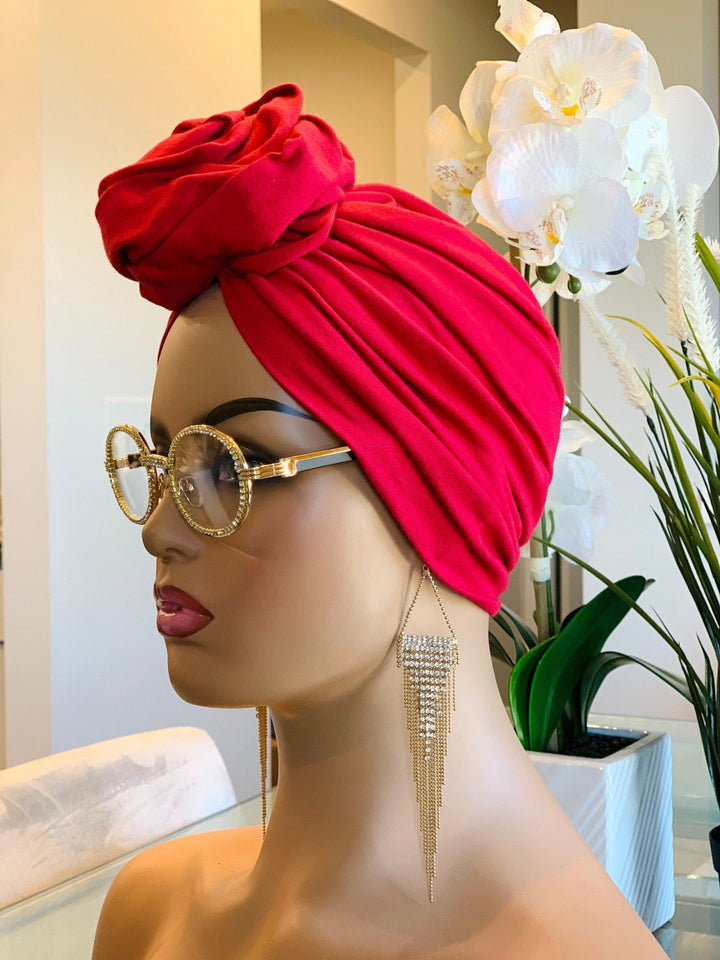 Red Flower Pretied Turban - Stylish women's turban