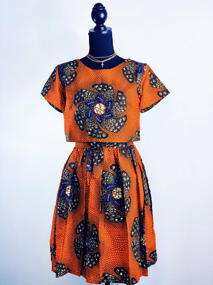 Seun Skirt & Crop Top Set - African print clothing