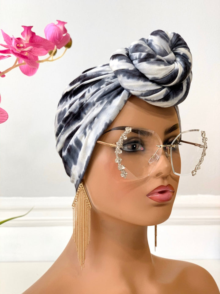 Wumi Pretied Turban - Lightweight plaid head wrap