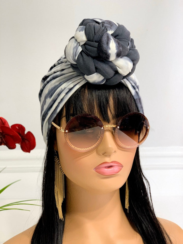 Wumi Pretied Turban - Lightweight plaid head wrap