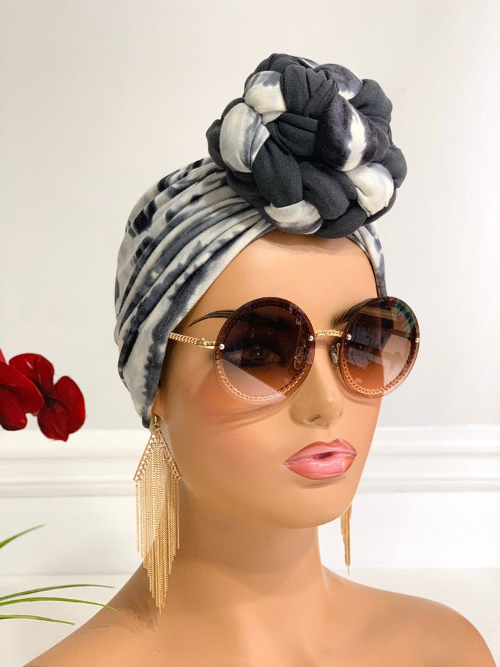 Wumi Pretied Turban - Lightweight plaid head wrap