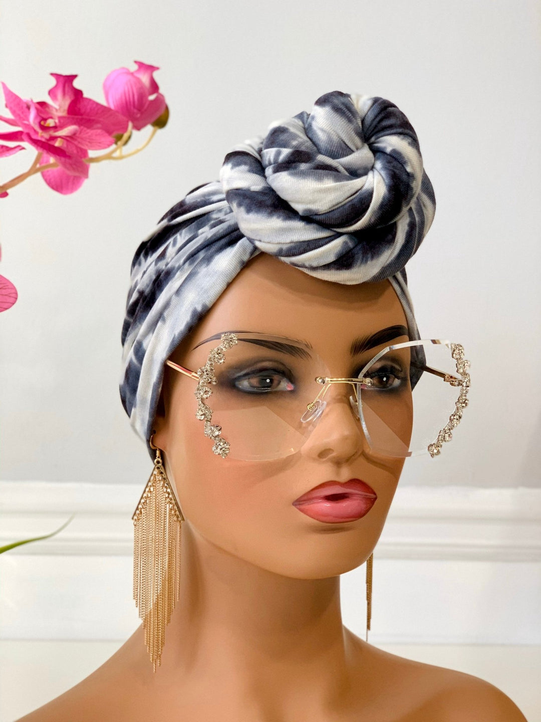 Wumi Pretied Turban - Lightweight plaid head wrap